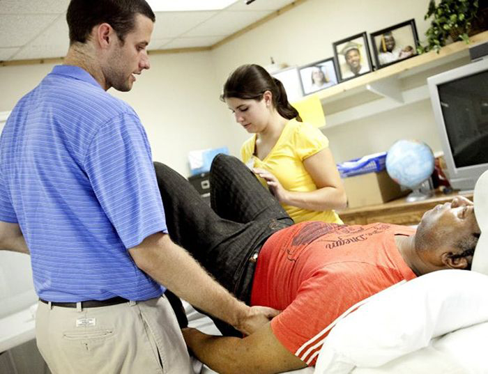 Physical therapists Steven Hunter and Laura Hayes