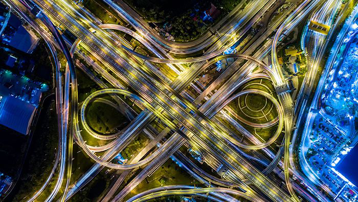 Aerial image of urban interchange