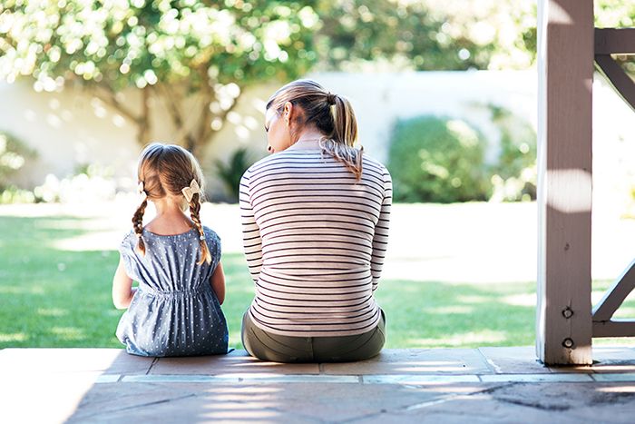 Mother and child talking