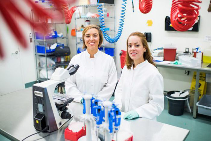 Whitney Manhart, a PhD student in Elke Muhlberger’s NEIDL lab, and lab manager Jennifer Pacheco