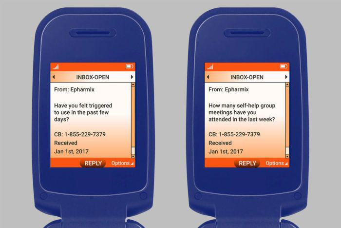 Mobile phones displaying texts