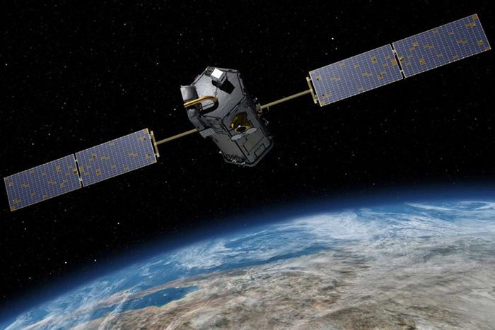 A satellite in earth orbit