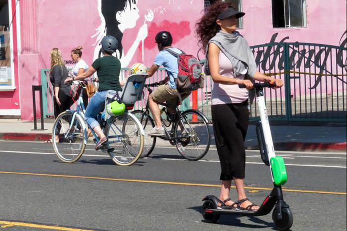 A Lime rider in Santa Monica, California.