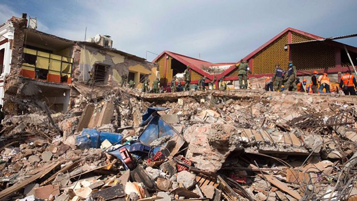 Collapsed buildings in Mexico