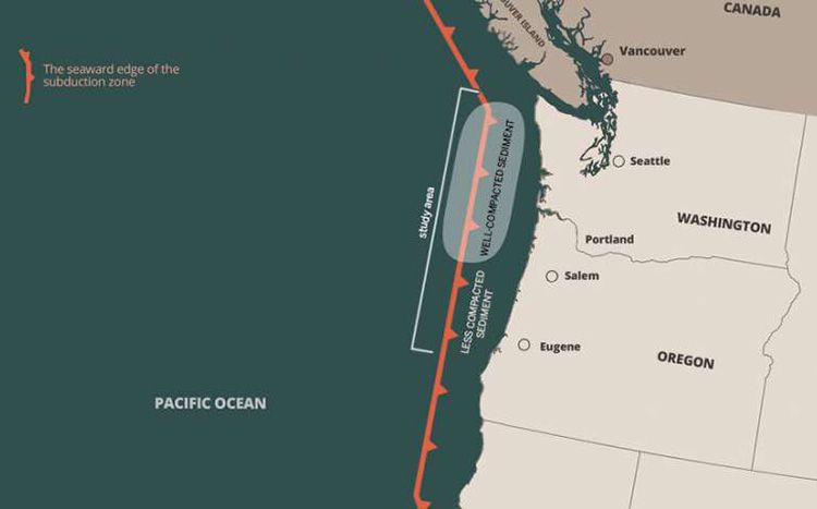 The Cascadia Subduction Zone off the western coast of North America