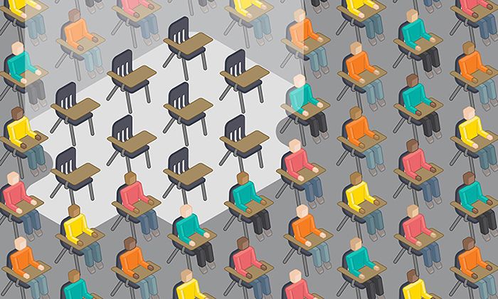 Empty desks illustration by Jenna Luecke