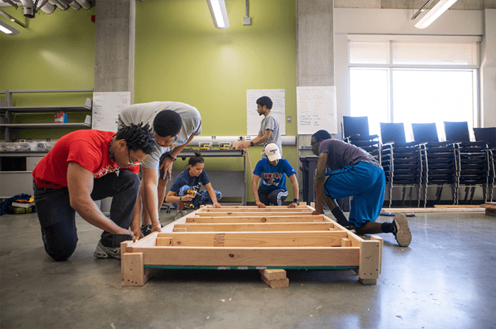 Students work on 'tiny house'