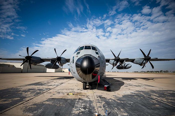 An Air Force C-130 "Hurricane Hunter"