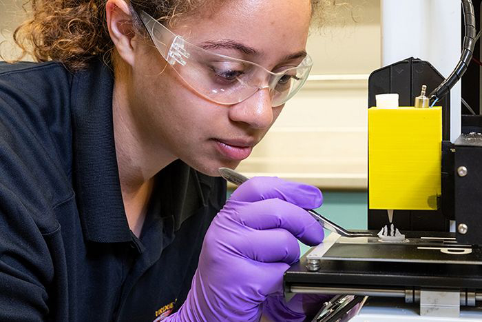 Monique McClain, a doctoral candidate in Purdue’s School of Aeronautics and Astronautics.