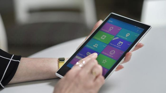Tablet computer running MyPath app.