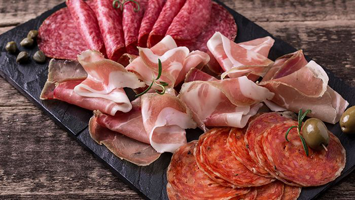 Processed meat on a plate