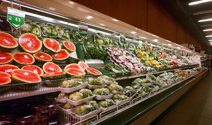 Produce in a grocery store