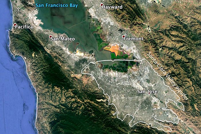 Boundary map of Santa Clara Valley Aquifer