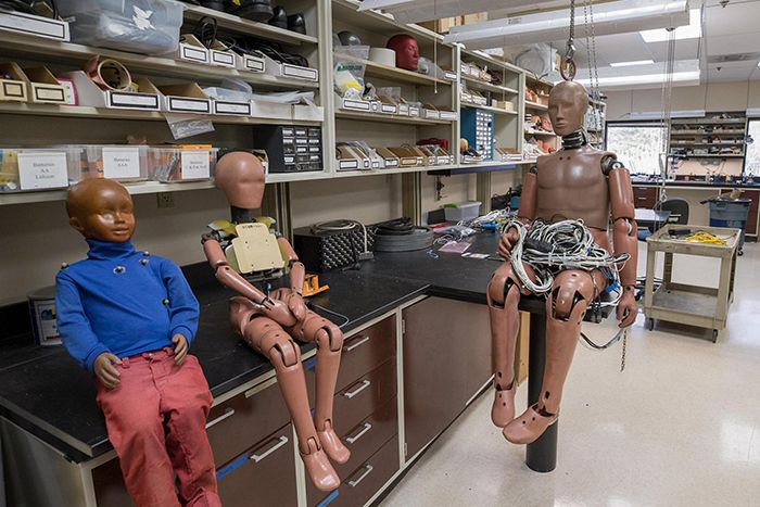 Images of crash test models in the lab