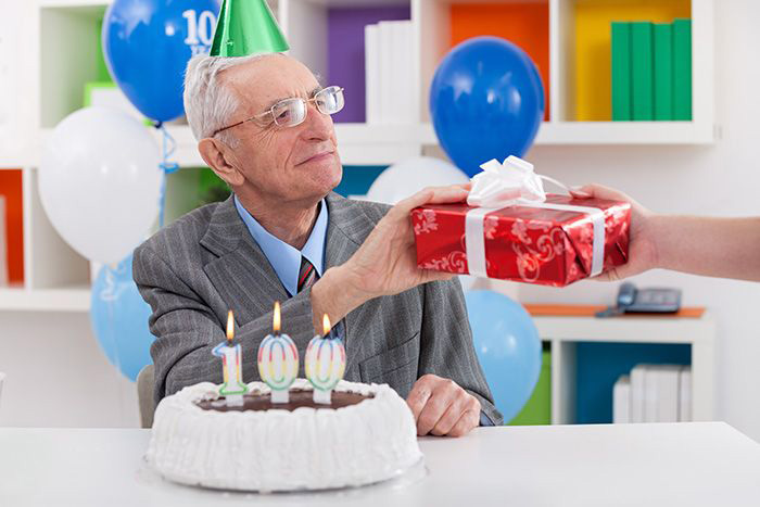Man celebrating 100th birthday