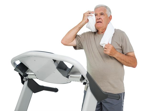 Senior exercising on a treadmill