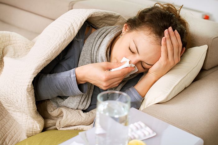 woman with flu