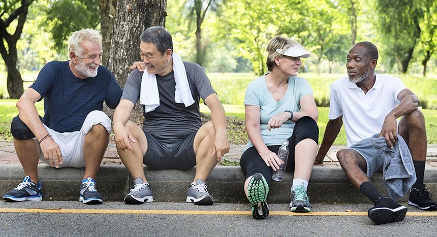 Photo of seniors resting after exercise