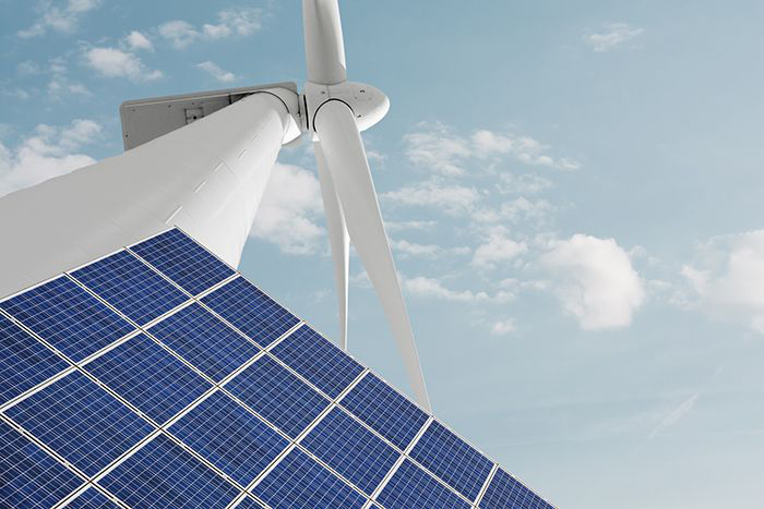 solar panel and wind turbine