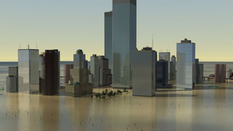 illustration of coastal city
