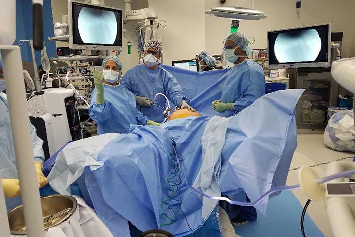 Doctors performing surgery