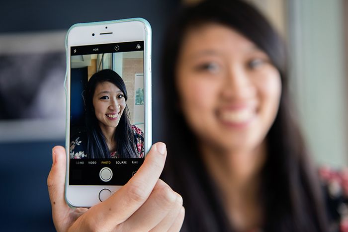 Teen with smartphone