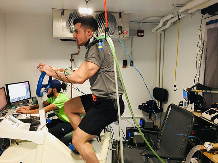 Image of a study participant on a stationary bicycle.