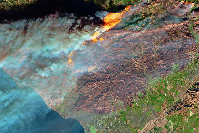 Aerial view of wildfires