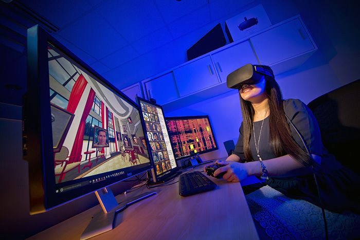 Young woman using virtual reality