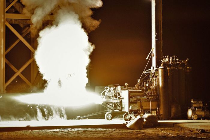 A rocket test fire