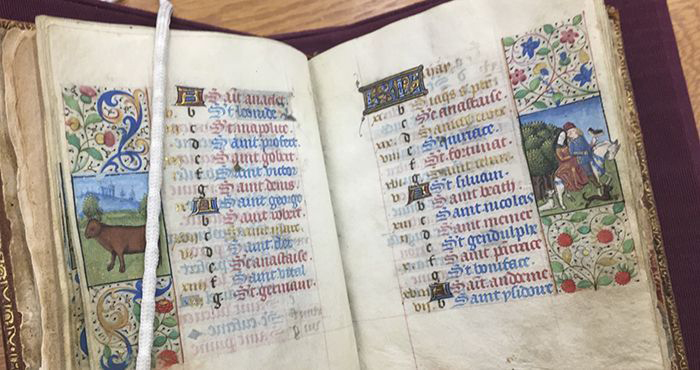 Pages from a book of hours produced in France in the late 15th century
