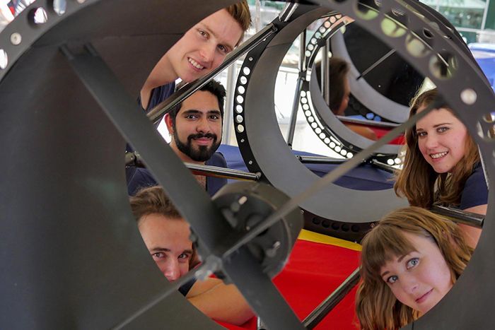 Students with telescope