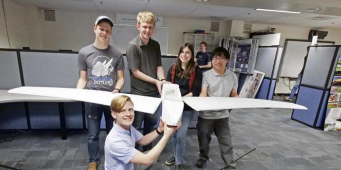Students display drone