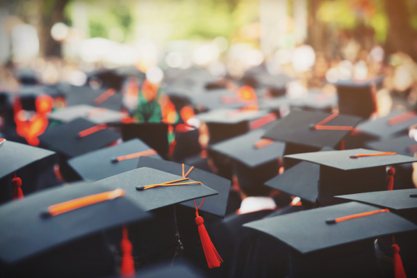 Shot Of Graduation Hats During Commencement