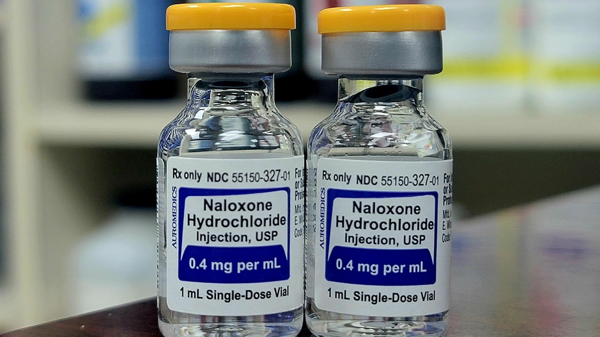 Researchers to Study Ability of Rhode Island’s First Overdose Prevention Center; Stock image of 2 Naloxone Hydrochloride vials