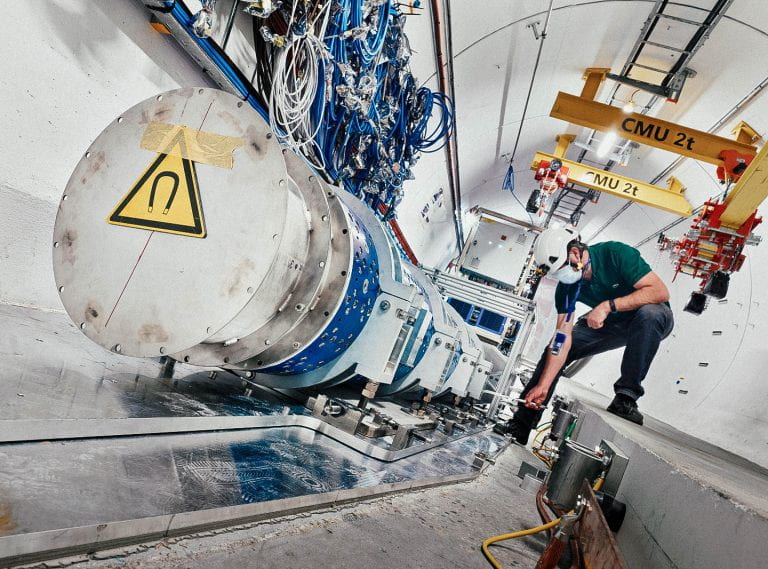 UC Irvine-led team is first to detect neutrinos made by a particle collider; Picture: The FASER particle detector, located deep underground at CERN’s Large Hadron Collider, was mostly built out of spare parts from other experiments at CERN.