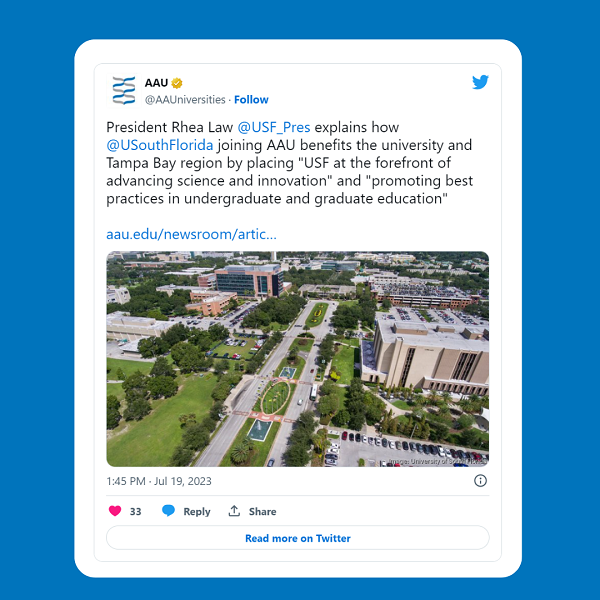 Screenshot of tweet from AAU