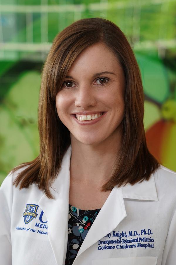 "Through the eye of the beholder: People with autism may process illusory shapes differently; photo of Emily Knight, MD, PHD"