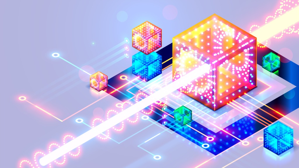 Doubling a Qubit’s Life, Researchers Prove a Key Theory of Quantum Physics; Picutred: Abstraction concept of Quantum computer. The beam of digital signal passes through qubit in core optical CPU