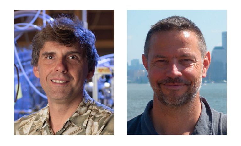 Scientists discover a way Earth’s atmosphere cleans itself; Photo: Sergey Nizkorodov, UCI professor of Chemistry (left), and atmospheric chemist Christian George of the National Center for Scientific Research at the University of Lyon, France