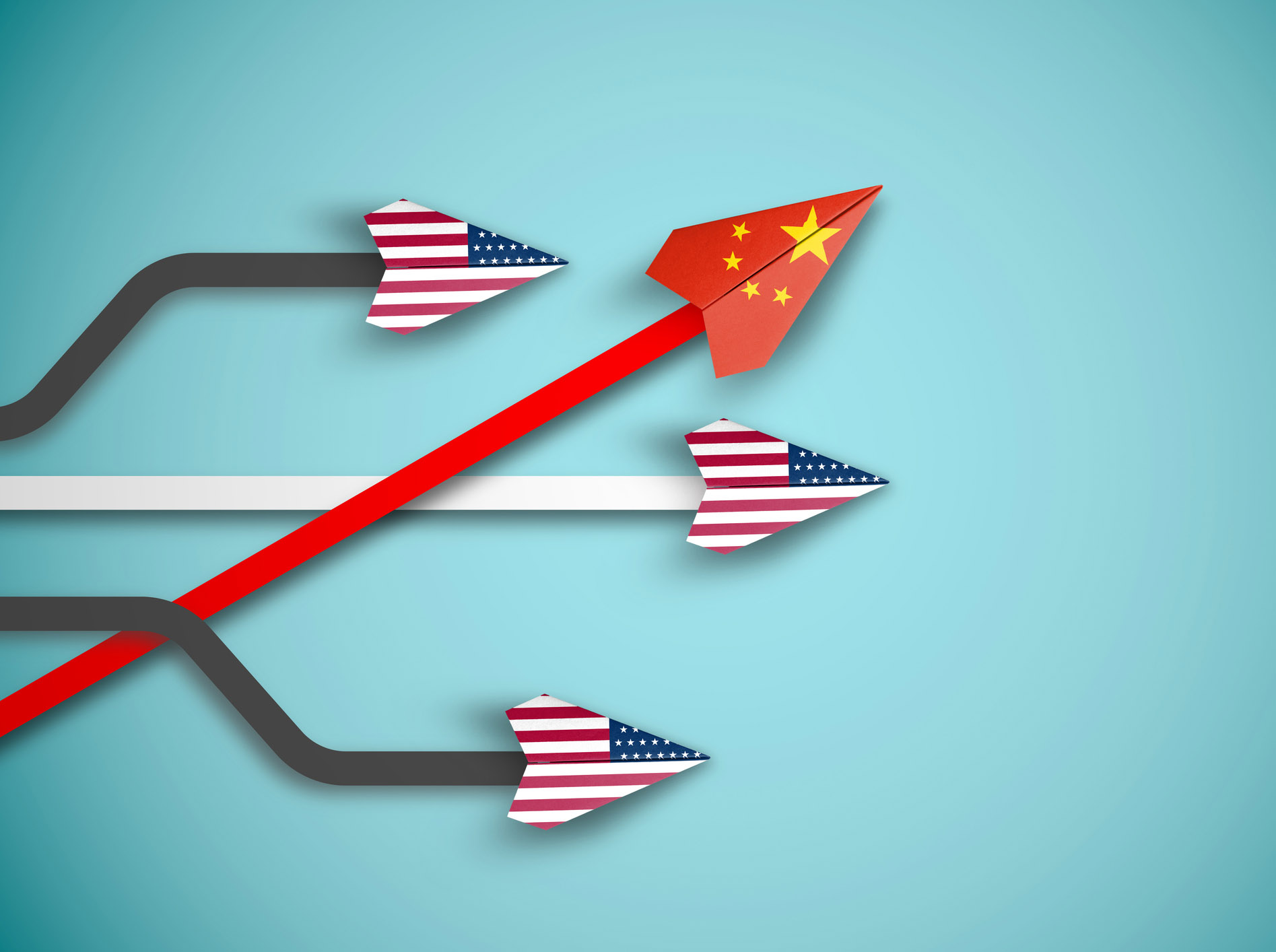 Illustrative graphic of China surpassing US R&D investment 