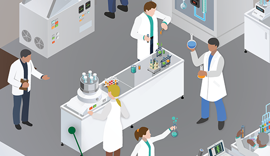 Researchers in a lab