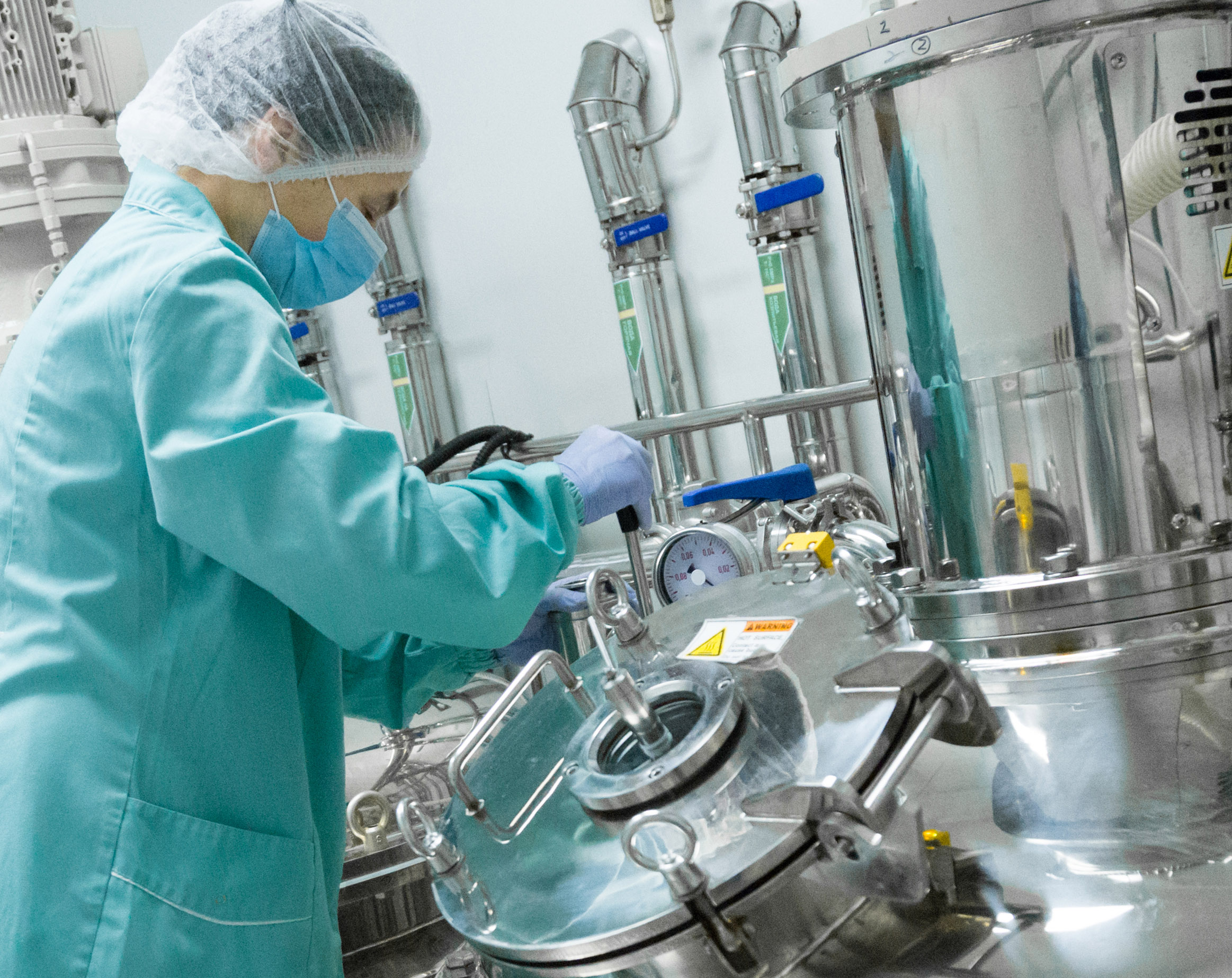 Scientist in a biomanufacturing lab