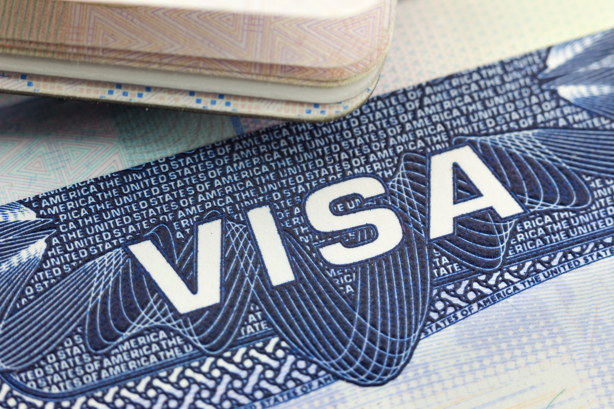 Closeup of a U.S. visa