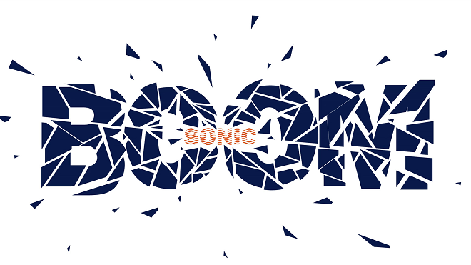 Graphic saying "Sonic Boom"