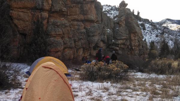 winter camping spot