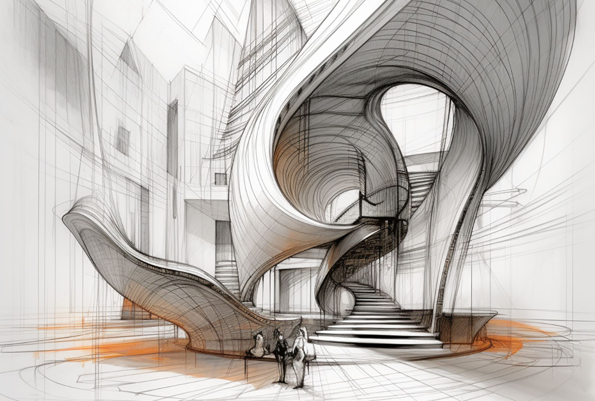 One of the building-design concepts produced as part of a KU professor’s experiment in the use of generative artificial intelligence