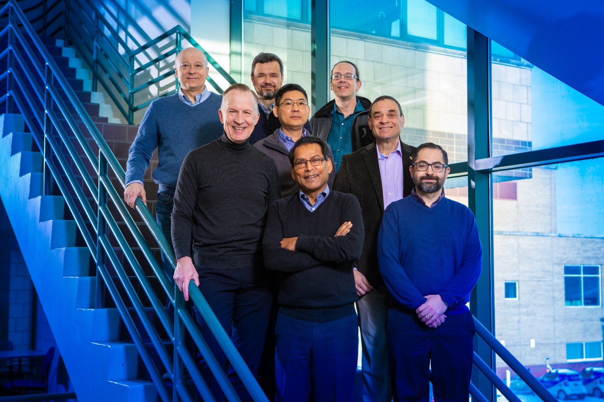 University at Buffalo researchers from multiple departments working on computer chips