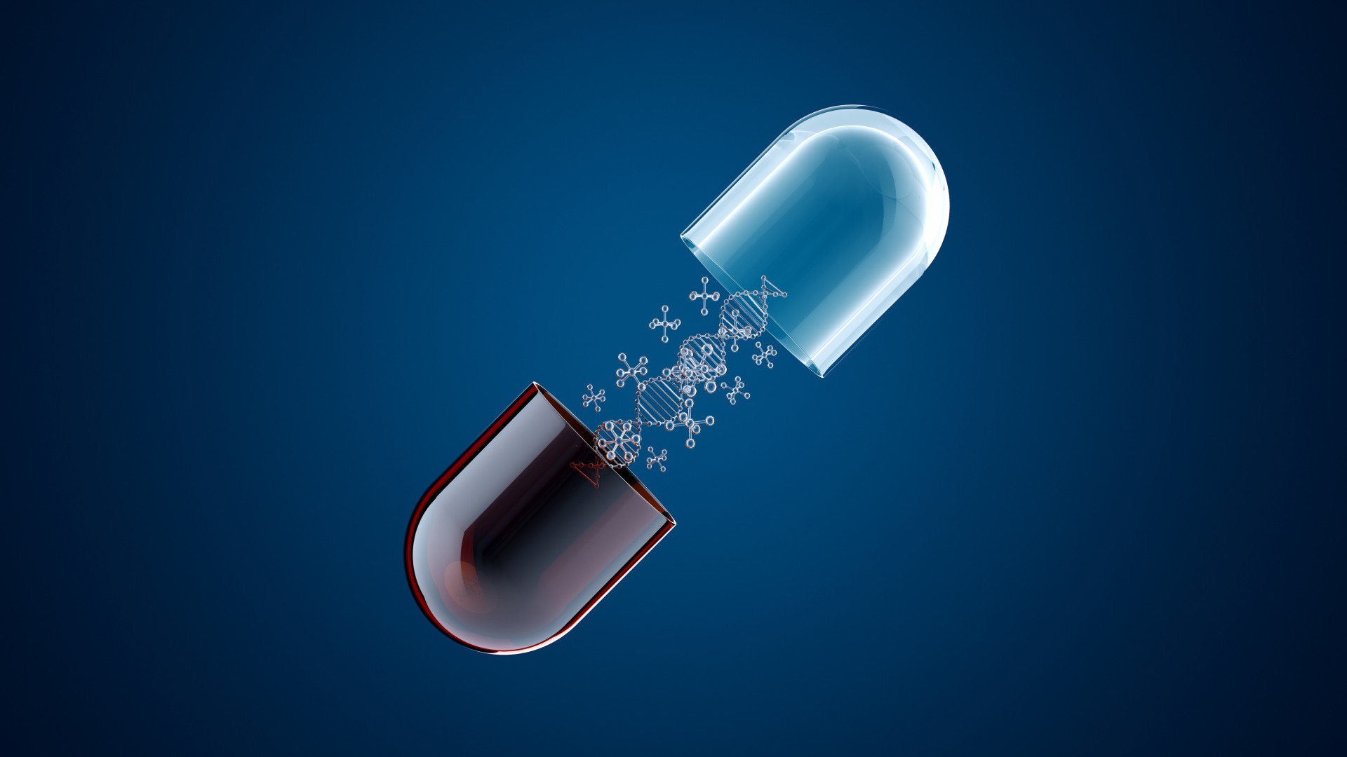 An illustration of a capsule showing DNA strands