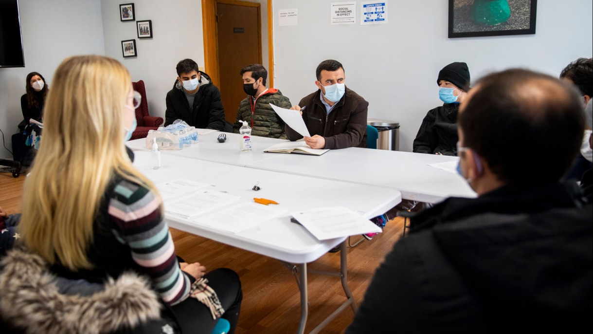 Brown faculty discussing the experience of refugees